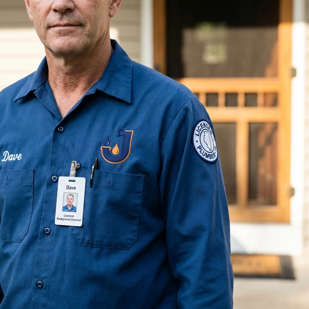 Licensed plumber showing ID badge in Hawkins, TX