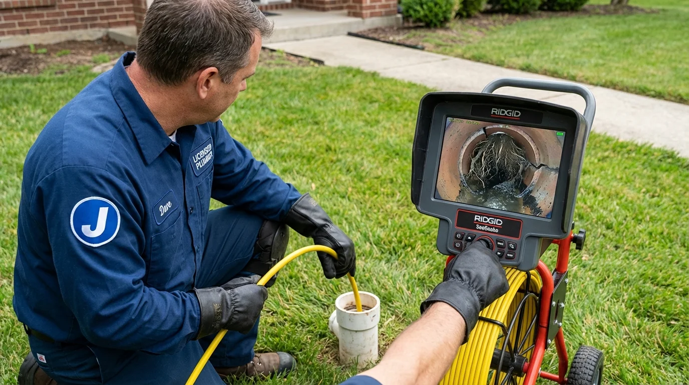 Sewer camera inspection being performed by Johns Plumbing LLC in Hawkins